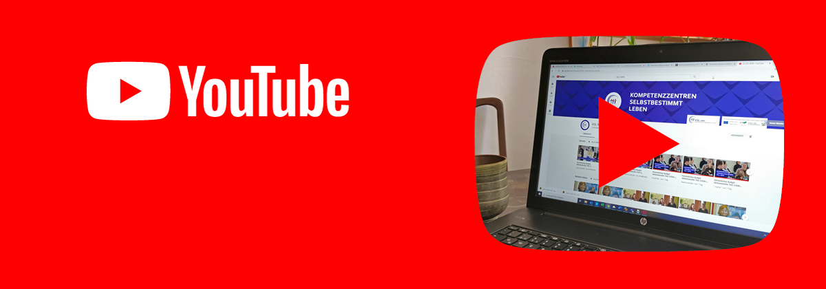 Das Logo von YouTube auf rotem Hintergrund, rechts daneben ein Computerbildschirm mit dem KSL YouTube-Kanal