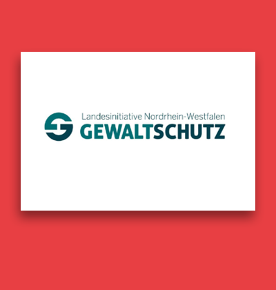 Logo der Landesaktive Gewaltschutz vor rotem Hintergrund