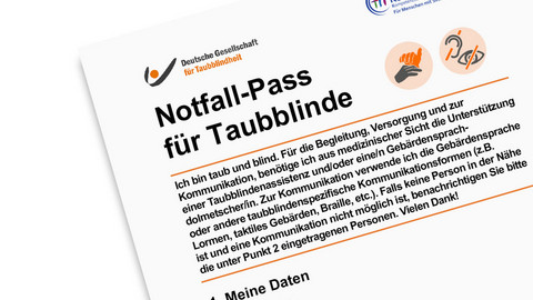 Notfall-Pass für Taubblinde