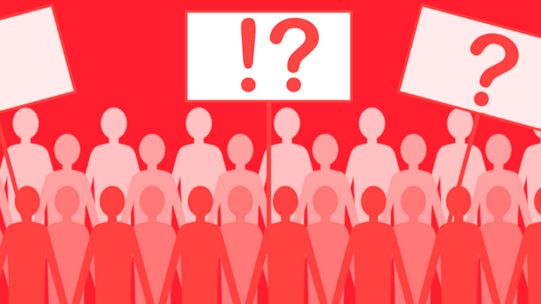 Eine Gruppe von Strichmännchen die demonstrieren.