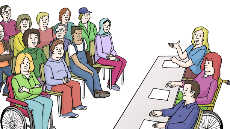 Menschen auf einer Versammlung