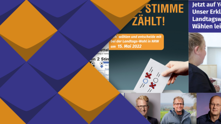 Eine Collage aus Wahlplakat, Filmankündigung und Politikern, die eine Stellungnahme abgegeben haben