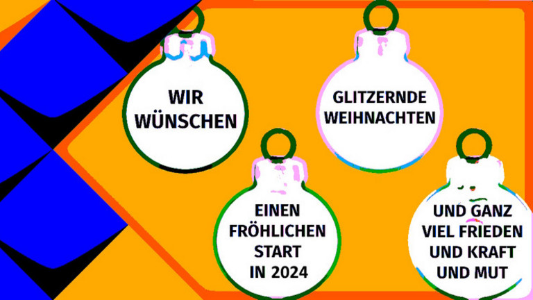 Wir wünschen glitzernde Weihnachten einen fröhlichen Start in 2024 und ganz viel Frieden und Kraft und Mut